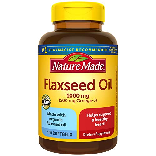Nature Made Flaxseed Oil 1000 mg Softgels, 100 Count for Heart He...
