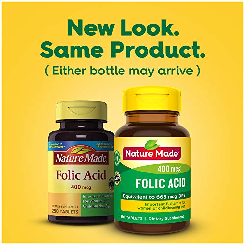Nature Made Folic Acid 400 mcg 665 mcg DFE, Dietary Supplement ...