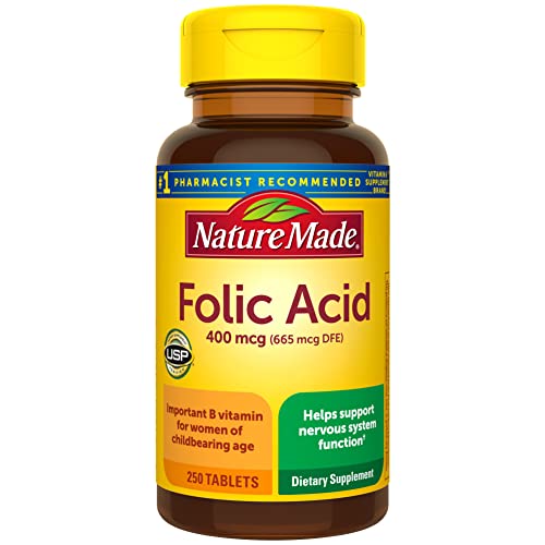 Nature Made Folic Acid 400 mcg 665 mcg DFE, Dietary Supplement ...