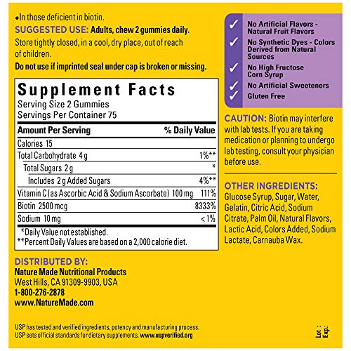 Nature Made Hair, Skin and Nails Adult Gummies, 150 Count