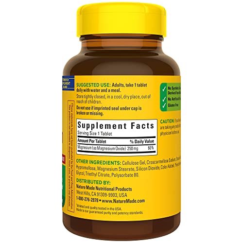 Nature Made Magnesium Oxide 250 mg, Dietary Supplement for Muscle...
