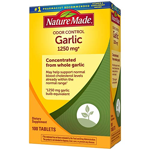 Nature Made Odor Control Garlic 1250 mg Tablets, 100 Count