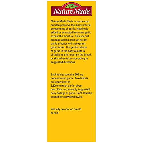 Nature Made Odor Control Garlic 1250 mg Tablets, 100 Count