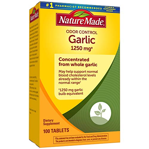Nature Made Odor Control Garlic 1250 mg Tablets, 100 Count