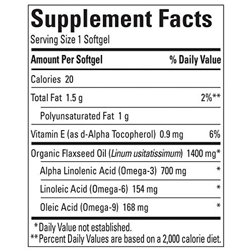 Nature Made Organic Flaxseed Oil 1,400 mg GoodPack 2Pack 300Sof...
