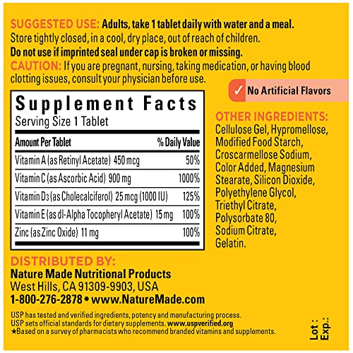 Nature Made Super C with Vitamin D3 and Zinc, Dietary Supplement ...