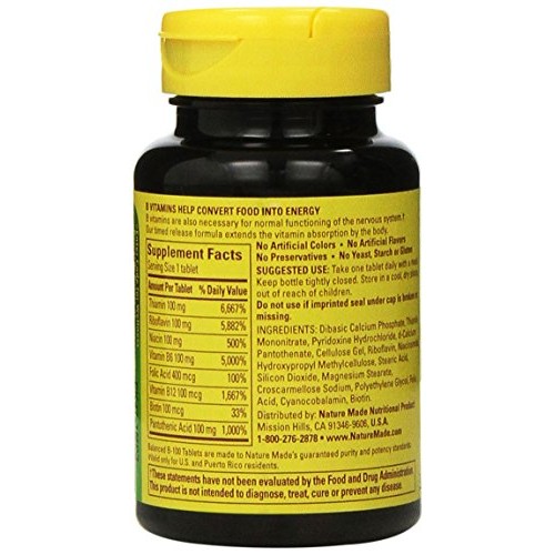 Nature Made Time-Release Balanced B-100, 60 Tablets Pack of 2