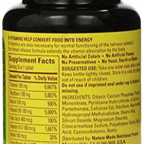 Nature Made Time-Release Balanced B-100, 60 Tablets Pack of 2