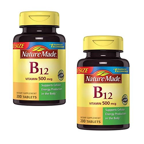 Nature Made Vitamin B12 500 mcg. Tablets Value Size 200 Ct - Pack...