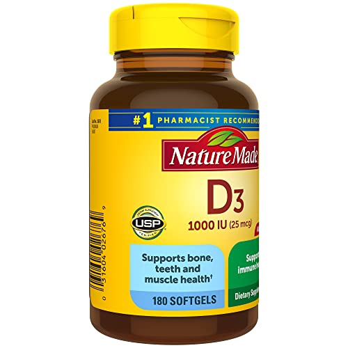 Nature Made Vitamin D3 1000 IU 25 mcg, Dietary Supplement for B...