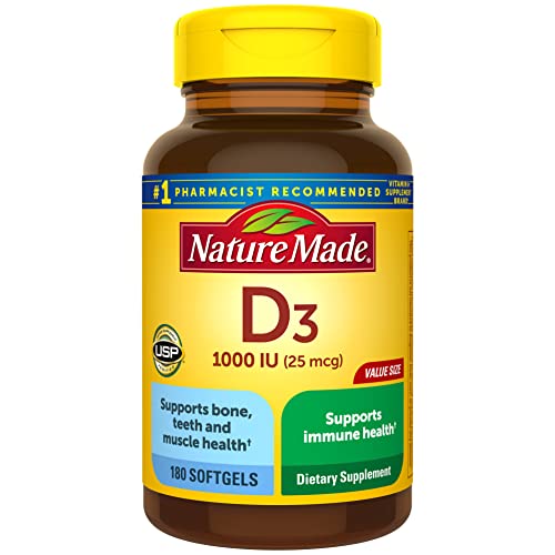 Nature Made Vitamin D3 1000 IU 25 mcg, Dietary Supplement for B...
