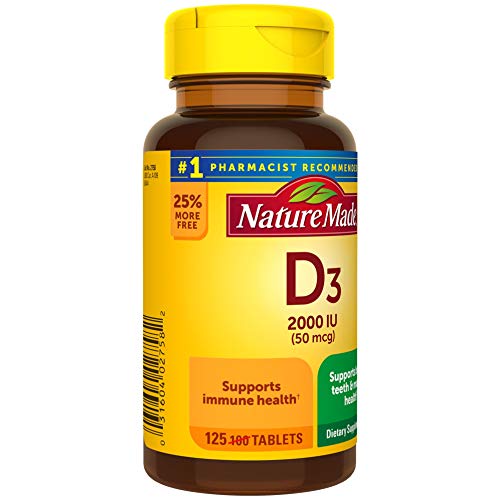 Nature Made Vitamin D3, 125 Tablets, Vitamin D 2000 IU 50 mcg H...