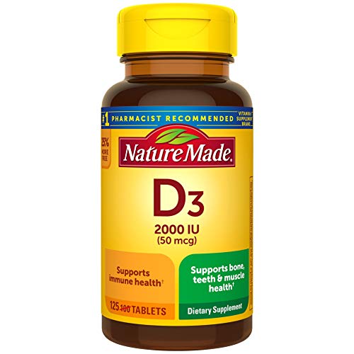 Nature Made Vitamin D3, 125 Tablets, Vitamin D 2000 IU 50 mcg H...
