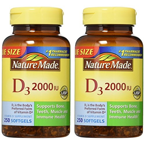 Nature Made, Vitamin D3 2,000 I.U. Liquid Softgels, 250-Count Pa...