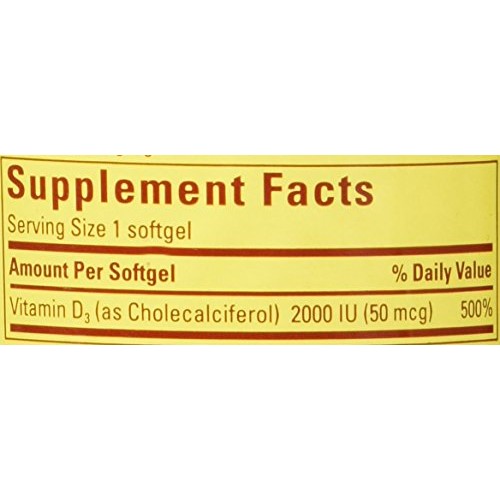 Nature Made, Vitamin D3 2,000 I.U. Liquid Softgels, 250-Count Pa...