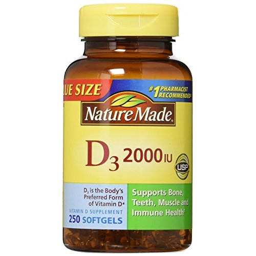 Nature Made, Vitamin D3 2,000 I.U. Liquid Softgels, 250-Count Pa...