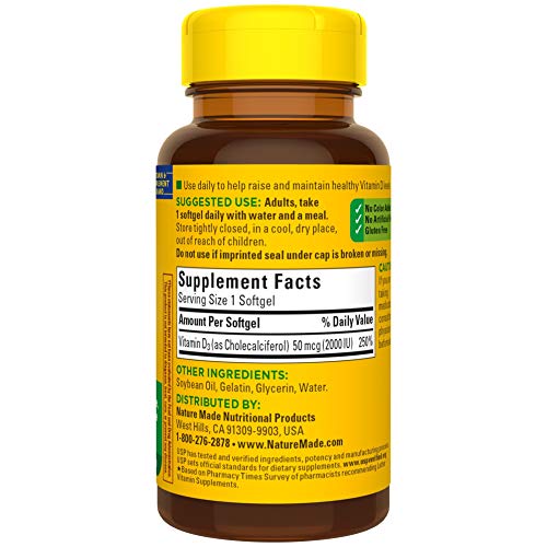 Nature Made Vitamin D3, 90 Softgels, Vitamin D 2000 IU 50 mcg H...
