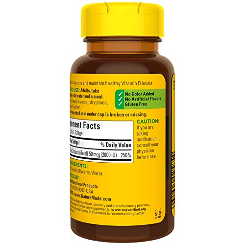 Nature Made Vitamin D3, 90 Softgels, Vitamin D 2000 IU 50 mcg H...