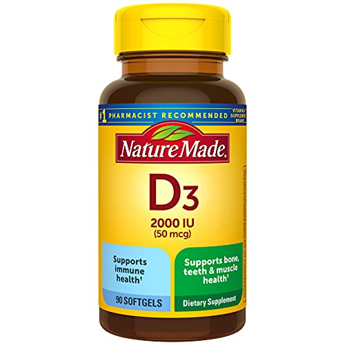 Nature Made Vitamin D3, 90 Softgels, Vitamin D 2000 IU 50 mcg H...