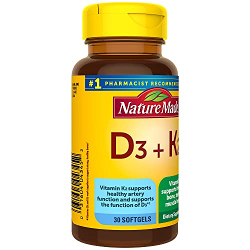 Nature Made Vitamin D3 K2, 5000 IU 125 mcg Vitamin D, Dietary S...