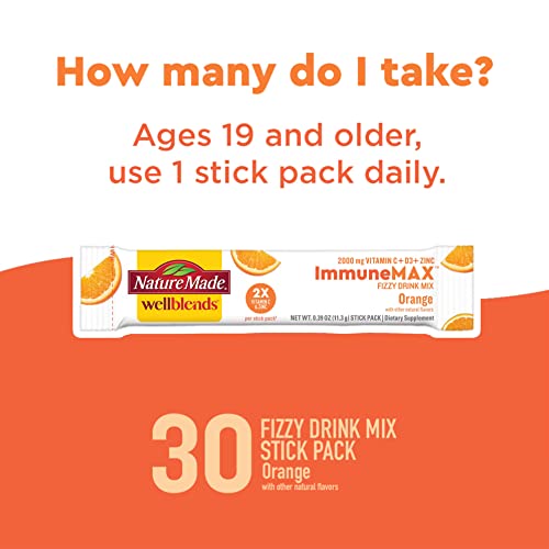 Nature Made Wellblends ImmuneMAX Fizzy Drink Mix, Vitamin C 2000m...