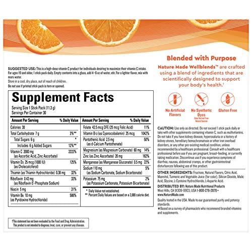 Nature Made Wellblends ImmuneMAX Fizzy Drink Mix, Vitamin C 2000m...