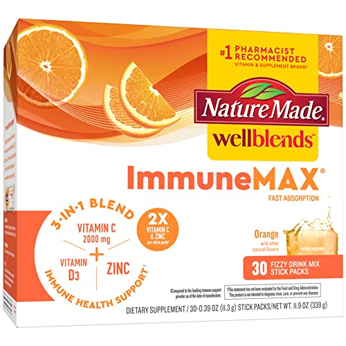 Nature Made Wellblends ImmuneMAX Fizzy Drink Mix, Vitamin C 2000m...