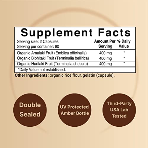 NatureBell Double Strength Triphala Supplement Made with Organic...