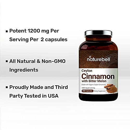NatureBell Organic Ceylon Cinnamon Supplements, 1800mg Per Servin...