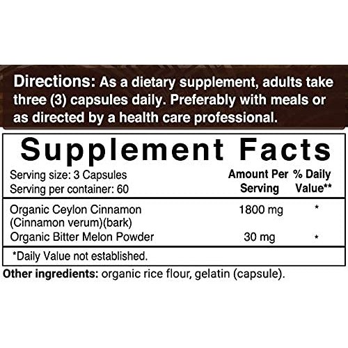 NatureBell Organic Ceylon Cinnamon Supplements, 1800mg Per Servin...