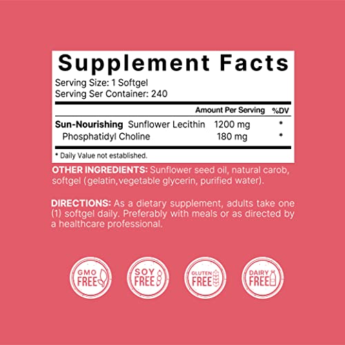 NatureBell Sunflower Lecithin 1200mg, 8 Months Supply, 240 Softge...