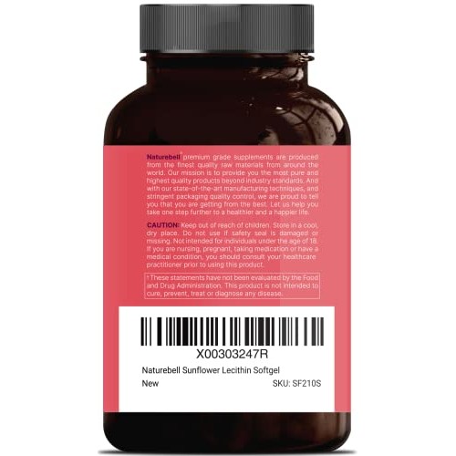 NatureBell Sunflower Lecithin 1200mg, 8 Months Supply, 240 Softge...