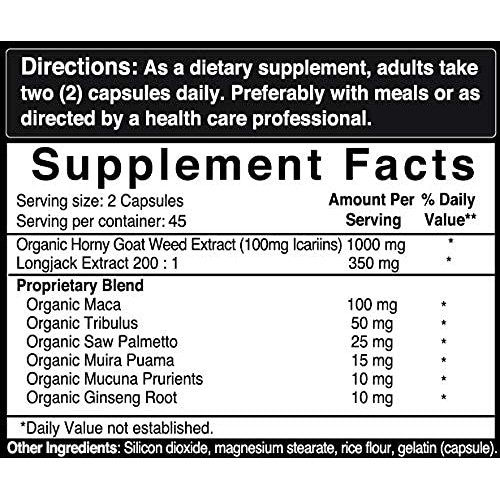 Premium Horny Goat Weed & Tongkat Ali for Women and Men, 1000mg H...