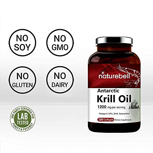 Triple Strength Antarctic Krill Oil Supplement, 1200mg Per Servin...