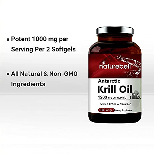 Triple Strength Antarctic Krill Oil Supplement, 1200mg Per Servin...