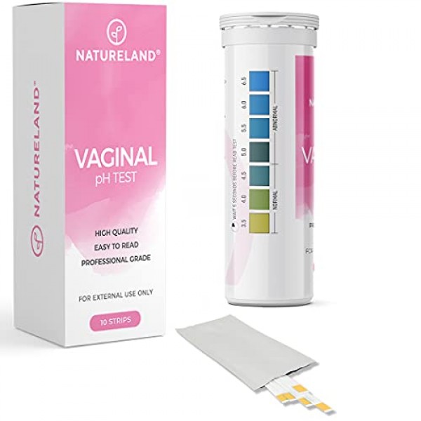 10 Strips Natureland Vaginal Health pH Test Strips, Feminine pH...
