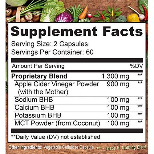 NATURELO Apple Cider Vinegar Capsules - Keto BHB Salts & MCT Oil ...