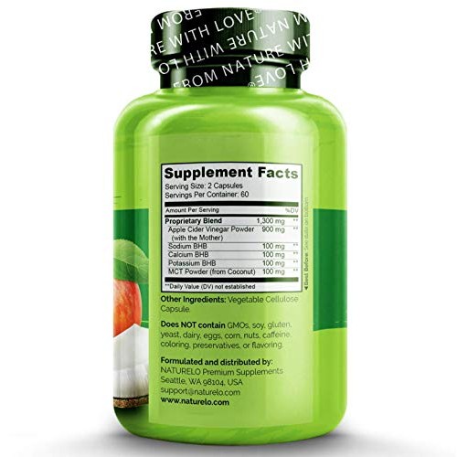 NATURELO Apple Cider Vinegar Capsules - Keto BHB Salts & MCT Oil ...