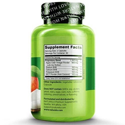 NATURELO Apple Cider Vinegar Capsules - Keto BHB Salts & MCT Oil ...