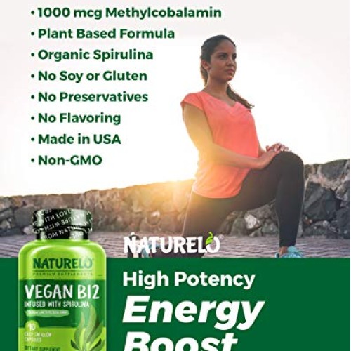 NATURELO Vegan B12 with Organic Spirulina - Vegan Supplement for ...