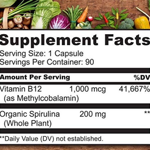 NATURELO Vegan B12 with Organic Spirulina - Vegan Supplement for ...