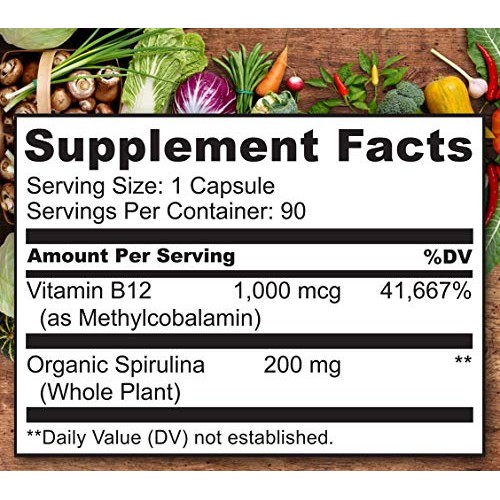 NATURELO Vegan B12 with Organic Spirulina - Vegan Supplement for ...