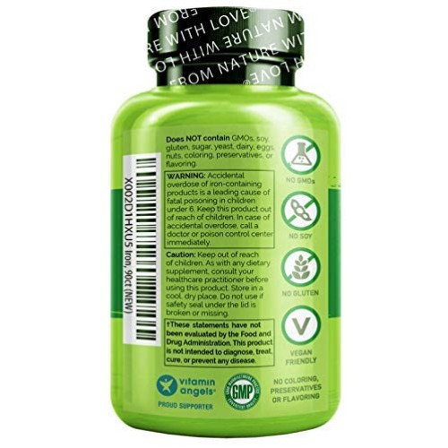 NATURELO Vegan Iron Supplement with Vitamin C and Organic Whole F...