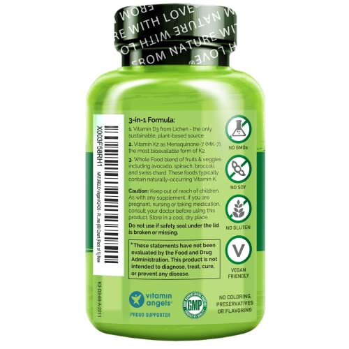 NATURELO Vegan K2+D3 - Plant Based D3 from Lichen - Natural D3 Su...