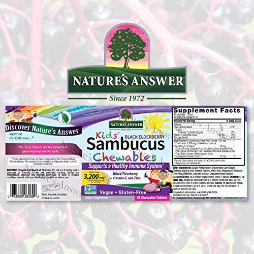 Nature’s Answer Kids Sambucus Chewables Black Elderberry with Vit...
