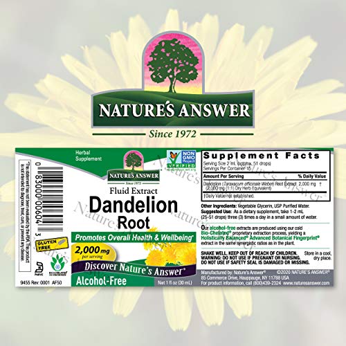 Natures Answer Alcohol Free Dandelion Root, 1 Fluid Ounce