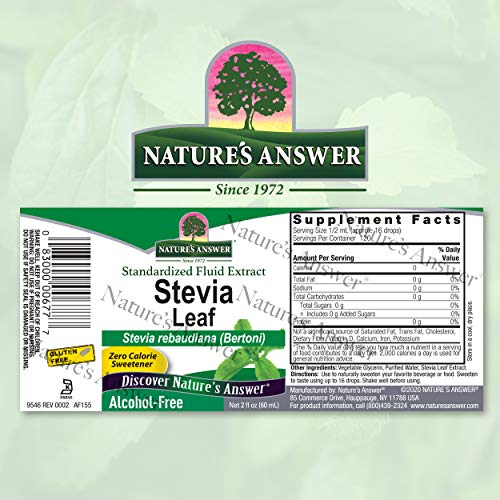 Natures Answer Alcohol-Free Stevia Leaf Liquid Extract Drops, 2-...