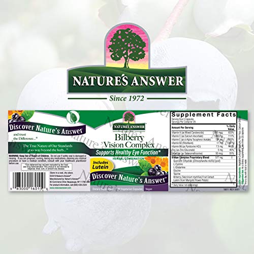 Natures Answer Bilberry Vision Complex for Eyes Vegetarian Capsu...
