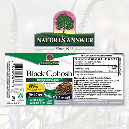 Natures Answer Black Cohosh Root Alcohol Free 1 Fluid Ounce | Me...