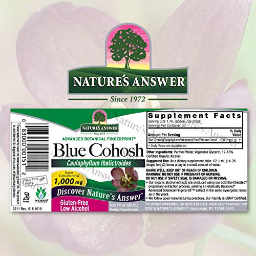 Natures Answer Blue Cohosh Root with Organic Alcohol, 1-Fluid Ou...
